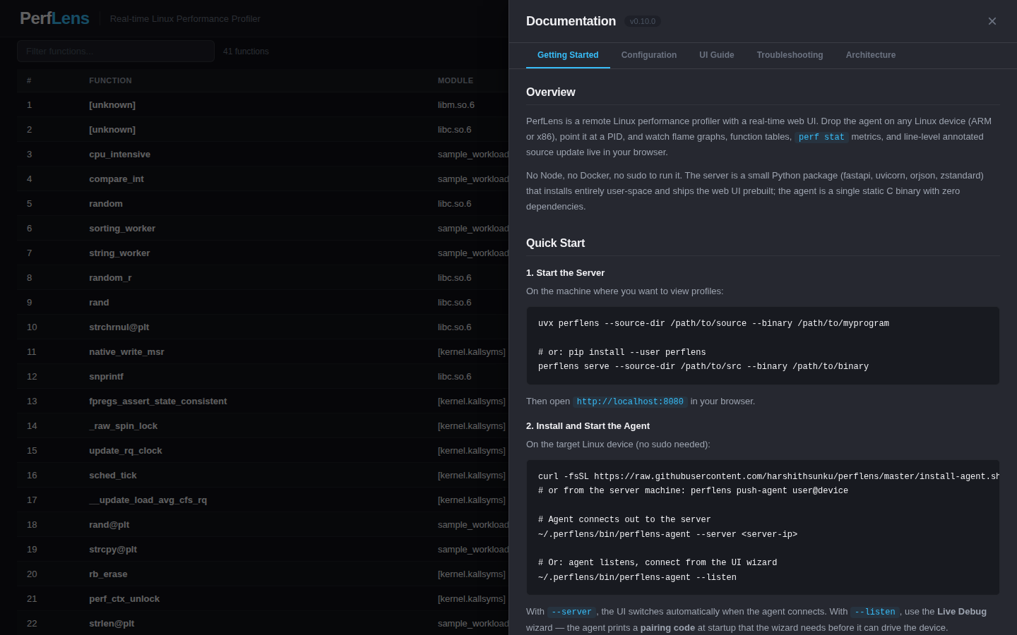 In-app documentation drawer